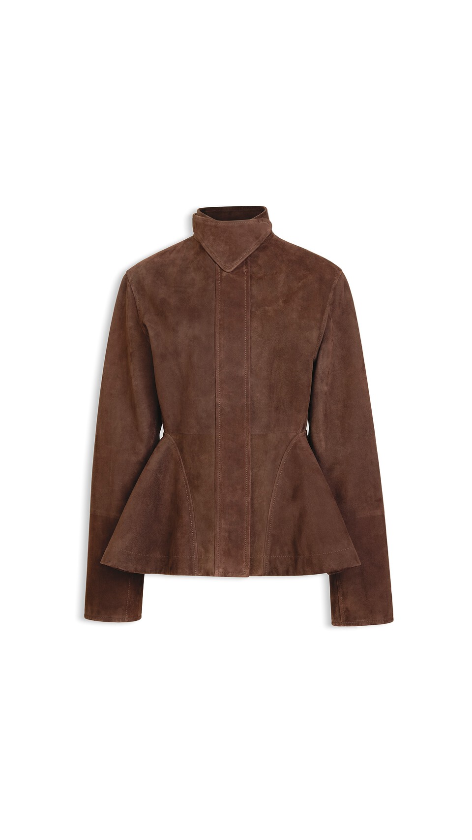 ALA&Iuml;A SUEDE GOATSKIN PEPLUM JACKET CHOCOLATE