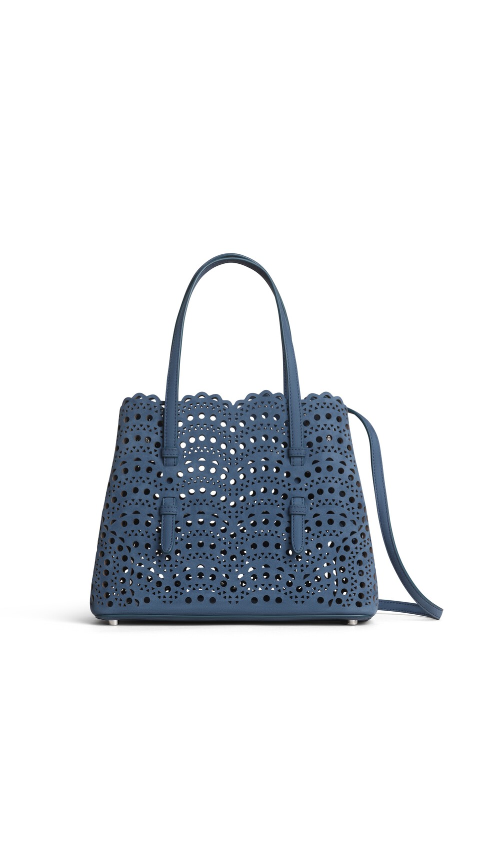 ALA&Iuml;A MINA 25 BAG IN PERFORATED VIENNE NUBUCK  BLUE