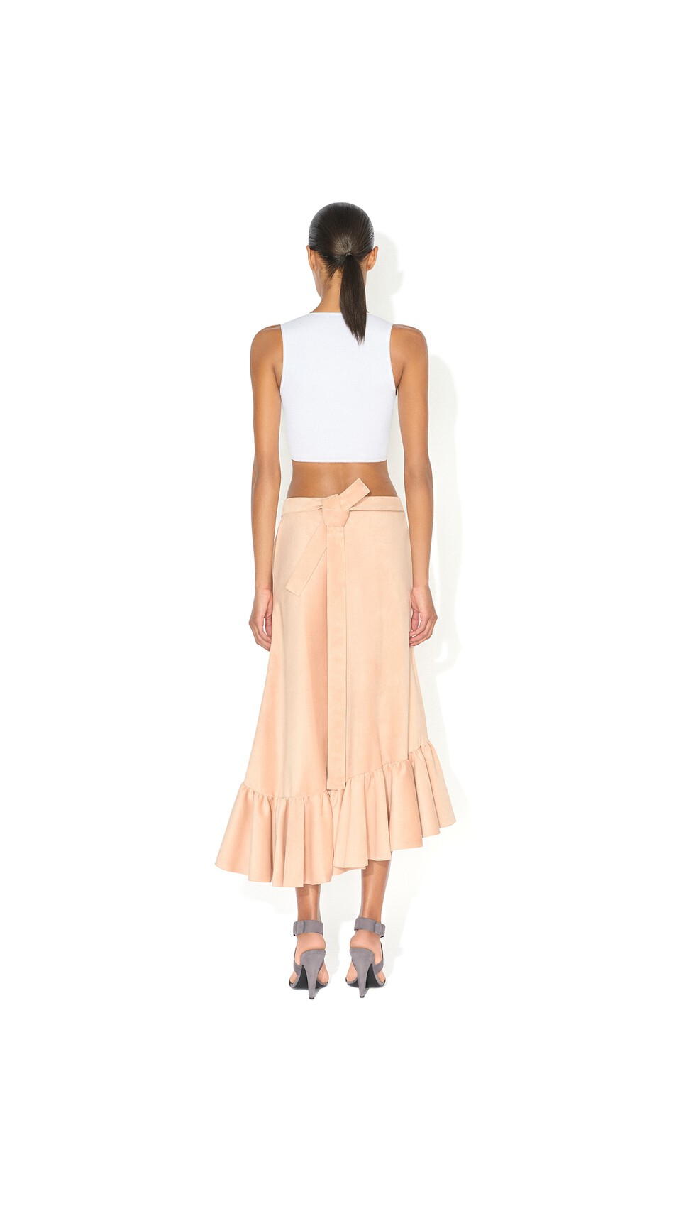 ALA&Iuml;A RIBBED JERSEY WRAPPED TOP WHITE - View 3