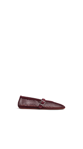 GARNET RED - ALA&Iuml;A BALLET FLATS IN FISHNET AND SUEDE