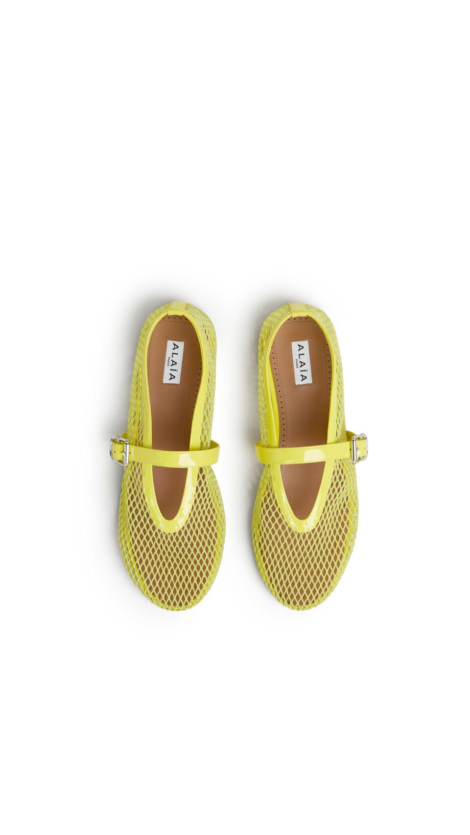 ALA&Iuml;A BALLET FLATS IN FISHNET LEMON YELLOW - View 4