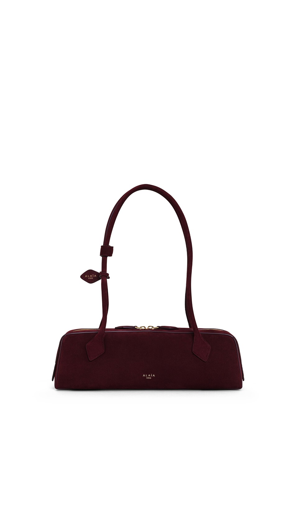 ALA&Iuml;A LE TECKEL MEDIUM BAG IN SUEDE GARNET RED