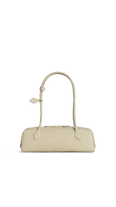 ALA&Iuml;A LE TECKEL MEDIUM BAG IN NUBUCK ALMOND GREEN