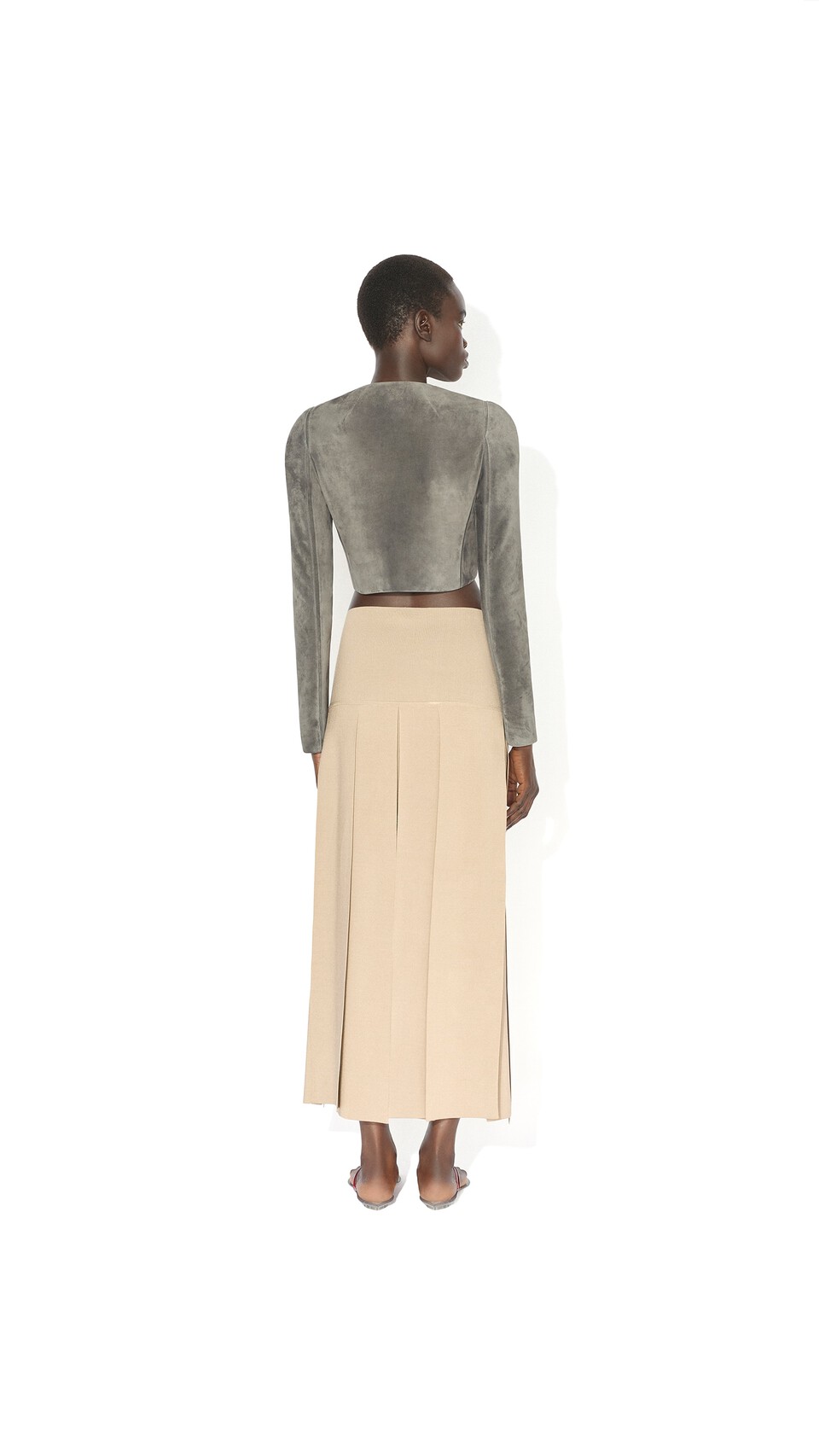ALA&Iuml;A SUEDE GOATSKIN TAILORED JACKET GREY - View 3