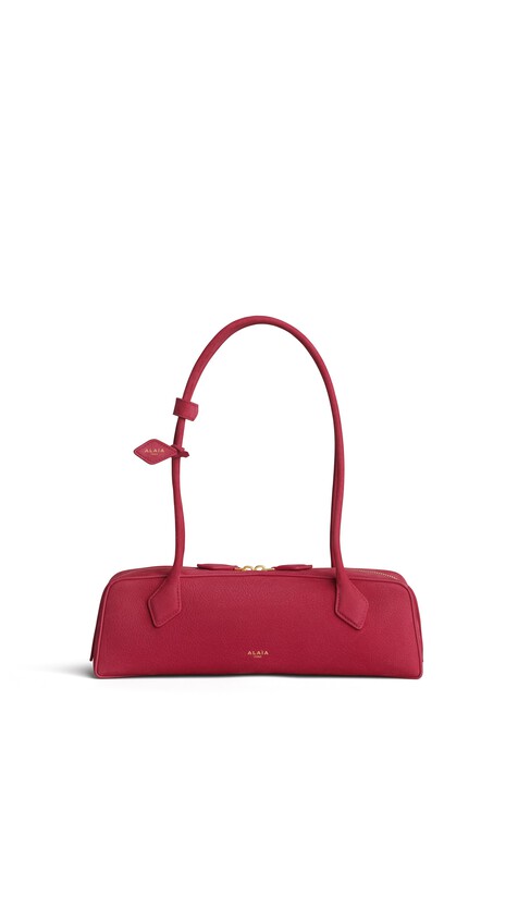ALA&Iuml;A LE TECKEL MEDIUM BAG IN NUBUCK RASPBERRY