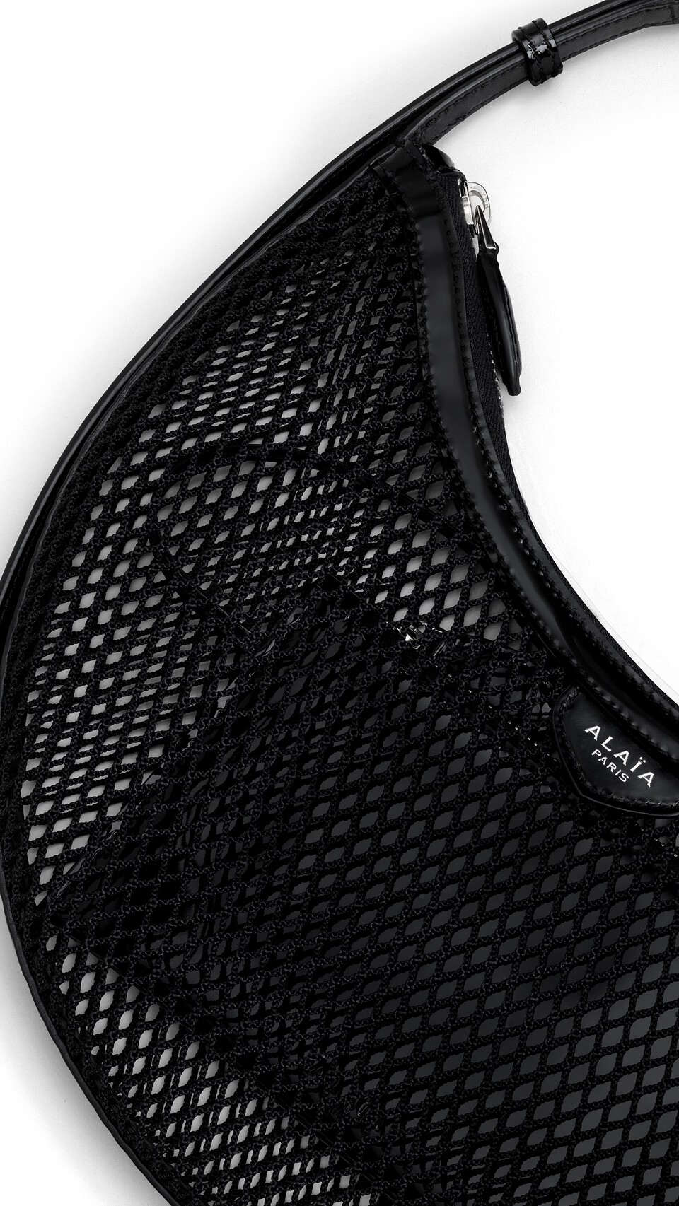 ALA&Iuml;A ONE PIECE DEMI LUNE BAG IN FISHNET BLACK - View 2