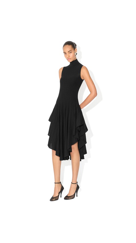 ALA&Iuml;A SCULPTING POINTED DRESS BLACK - View 2