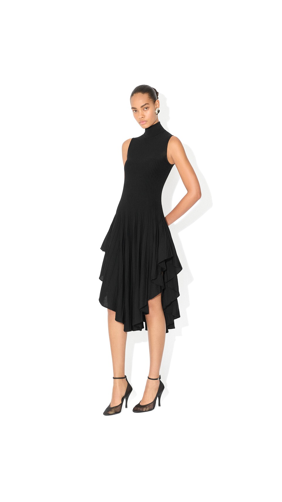 ALA&Iuml;A SCULPTING POINTED DRESS BLACK - View 2