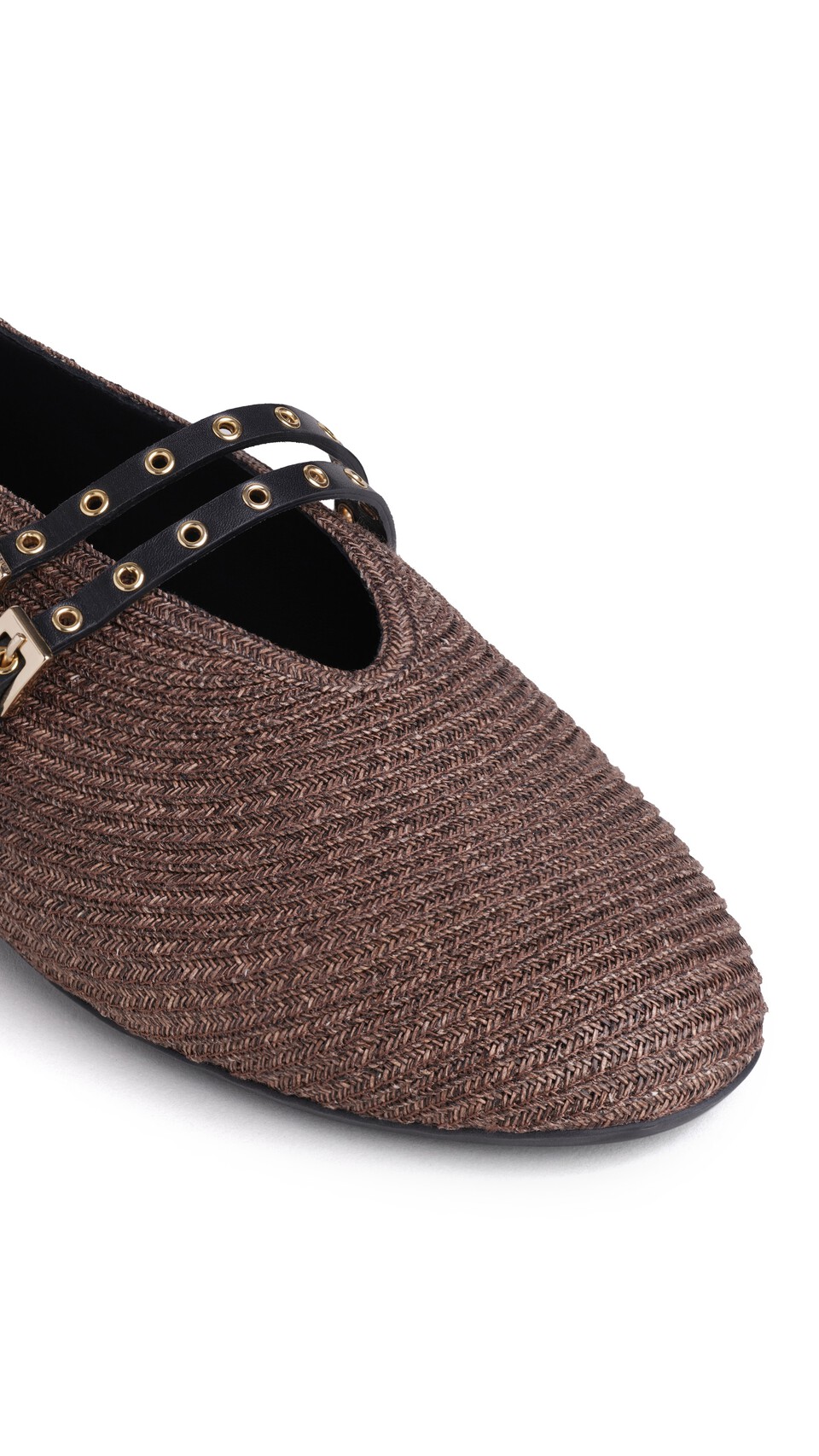 ALA&Iuml;A BALLET FLATS IN PAPER STRAW BROWN - View 3