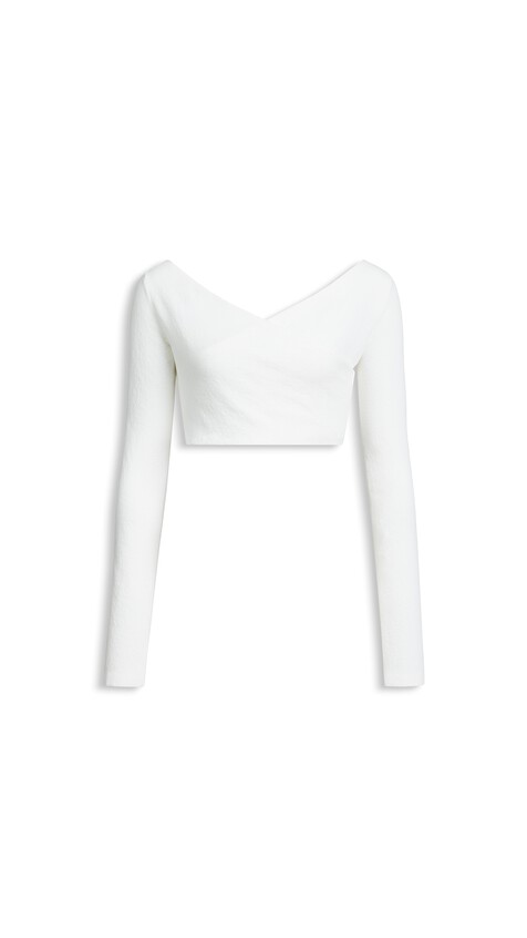 ALA&Iuml;A COTTON CREPE WRAPPED TOP NATURAL WHITE - View 2