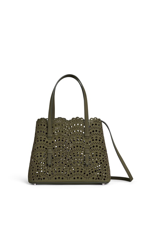 ALA&Iuml;A MINA 25 BAG IN VIENNE WAVE NUBUCK KAKI