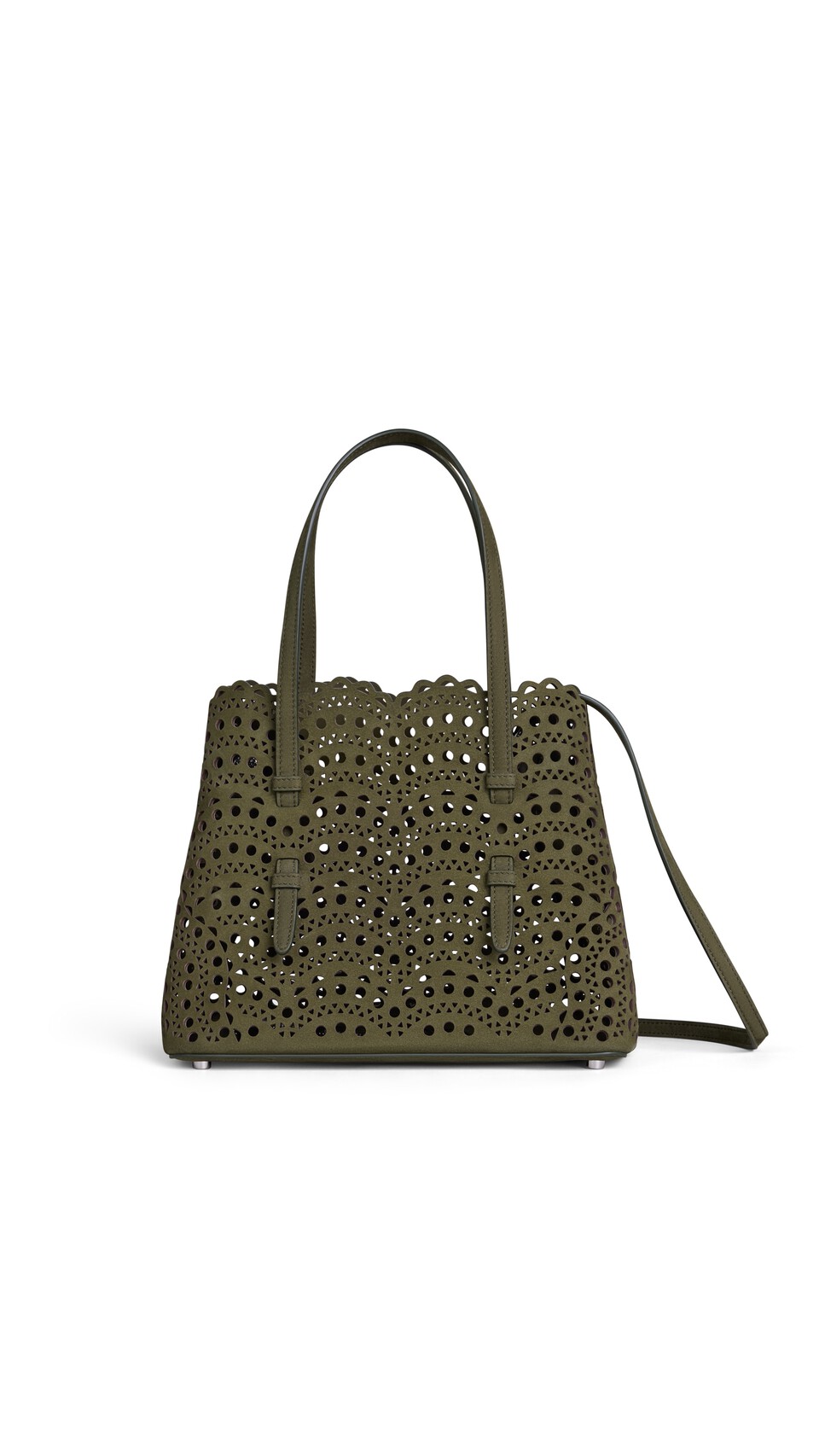 ALA&Iuml;A MINA 25 BAG IN VIENNE WAVE NUBUCK KAKI