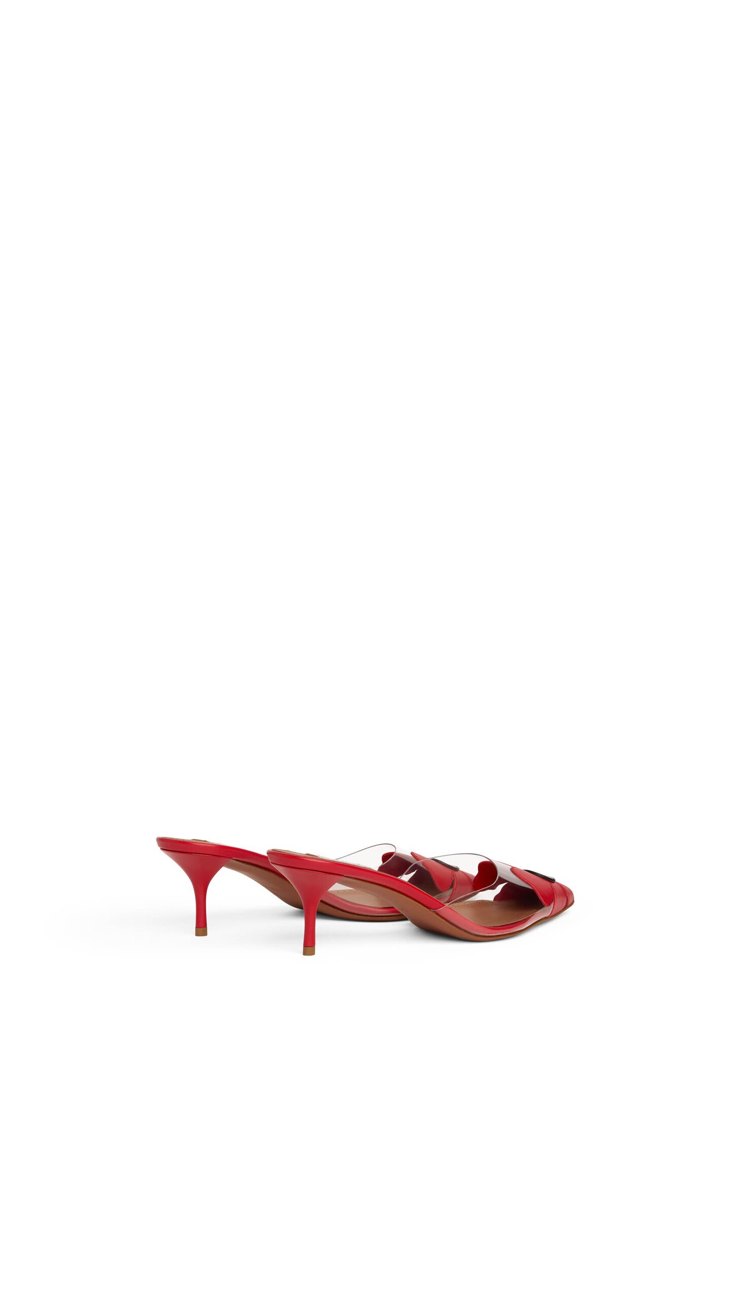 ALA&Iuml;A BLOOM MULES IN CALFSKIN RED - View 3