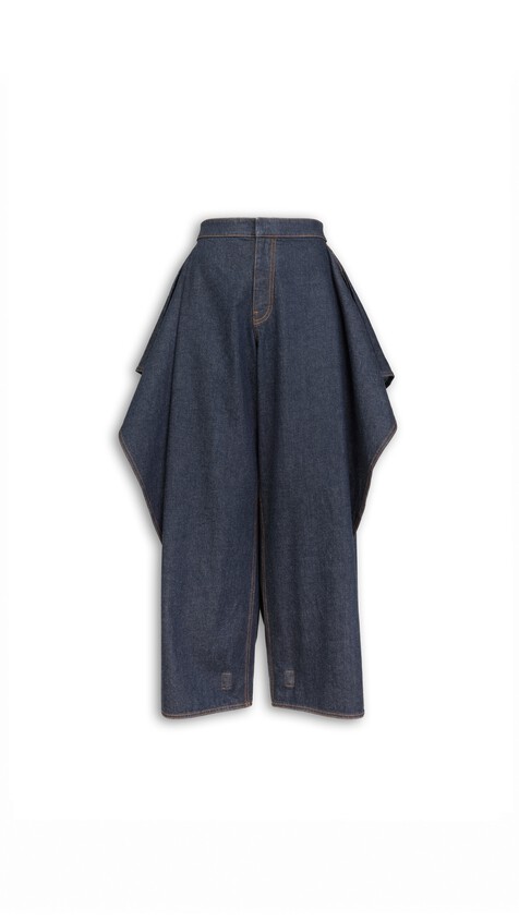 ALA&Iuml;A RUFFLE JEANS BLUE