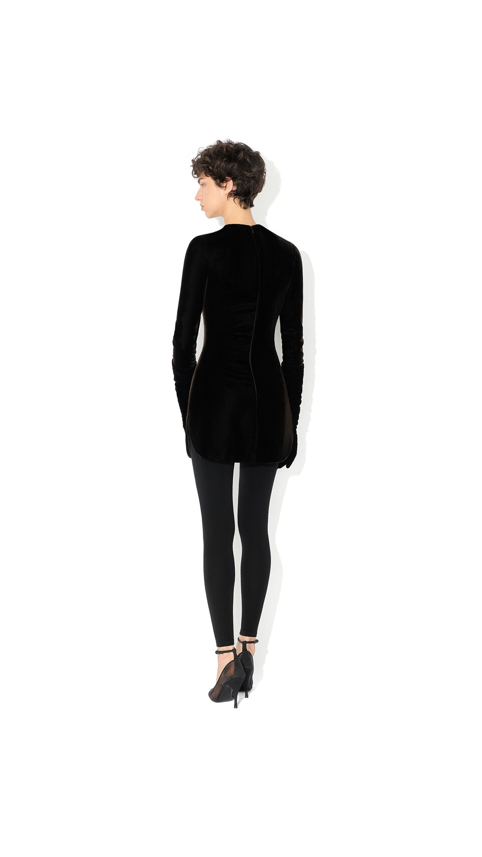 ALA&Iuml;A MINI ROBE EN VELOURS EBENE - View 3