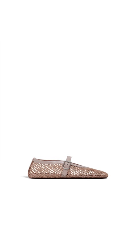 ALA&Iuml;A BALLET FLATS IN FISHNET LIGHT NUDE