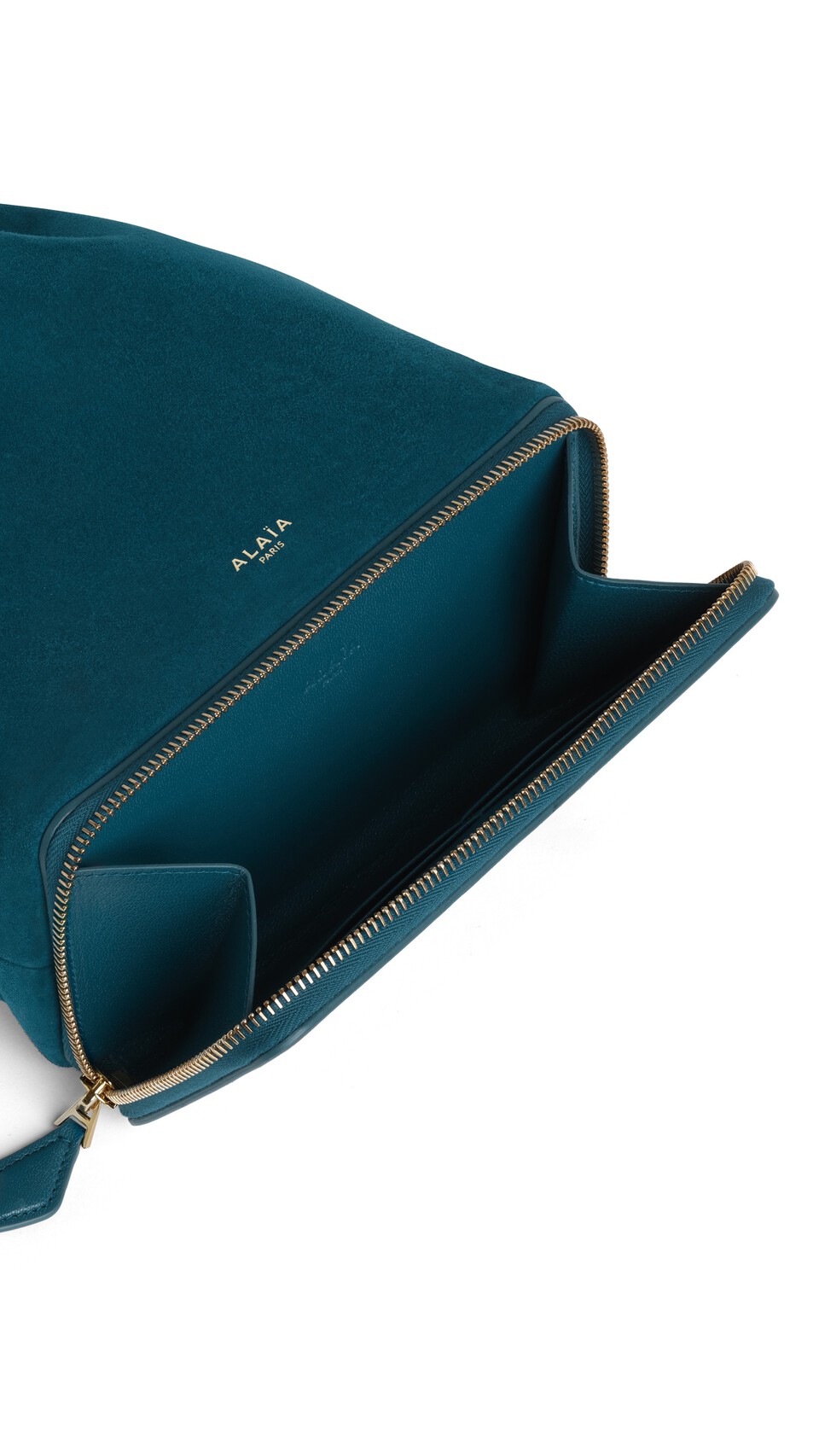 ALA&Iuml;A LE POCHON BAG IN SUEDE CHINA BLUE - View 3