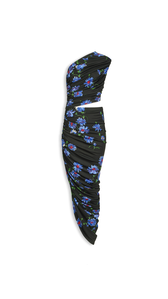 BLACK/BLUE - ALA&Iuml;A PRINTED CUTOUT DRESS