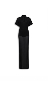 BLACK - ALA&Iuml;A WOOL-BLEND POLO DRESS