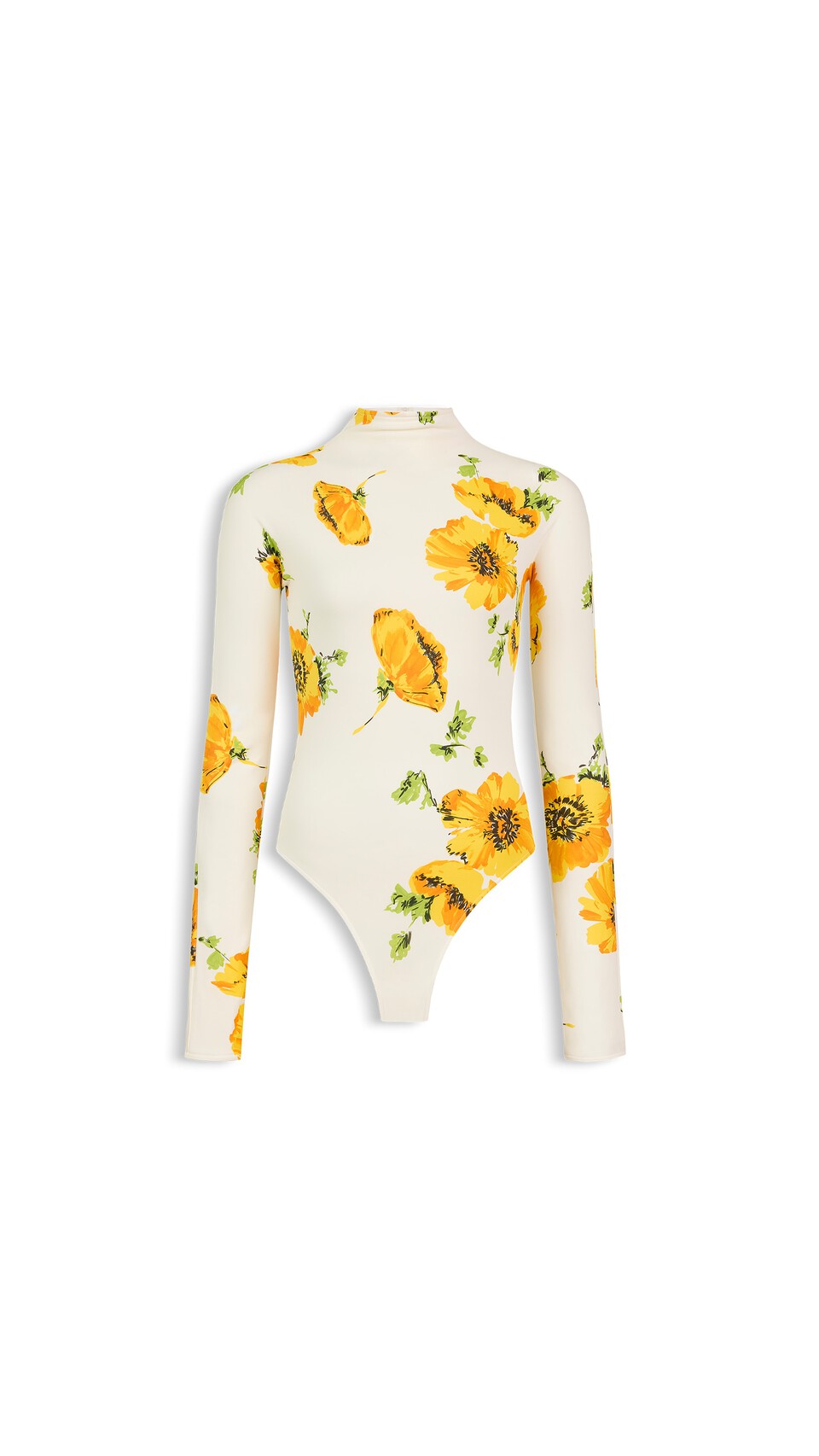ALA&Iuml;A SECONDSKIN PRINTED BODYSUIT WHITE/YELLOW