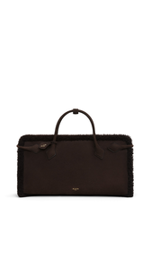 CHESTNUT - ALA&Iuml;A LE TECKEL TOTE BAG IN MERINO SHEARLING