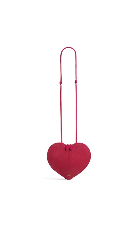 ALA&Iuml;A LE C&OElig;UR BI-MATERIAL BAG IN LEATHER RASPBERRY