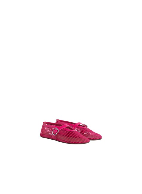 ALA&Iuml;A BALLET FLATS IN FISHNET FUCHSIA PINK - View 2