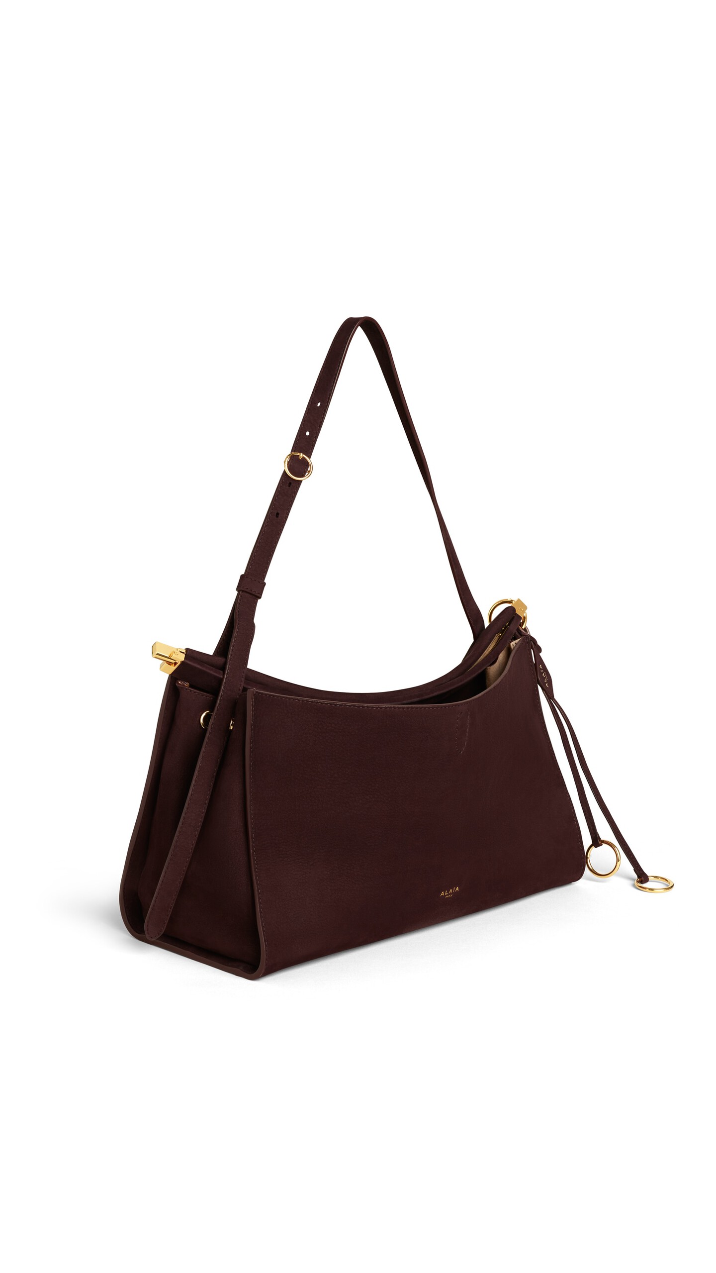 ALA&Iuml;A LE CLICK POCKET 35 BAG IN NUBUCK BORDEAUX - View 2