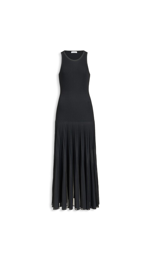 ALA&Iuml;A PLEATED SHEER DRESS BLACK
