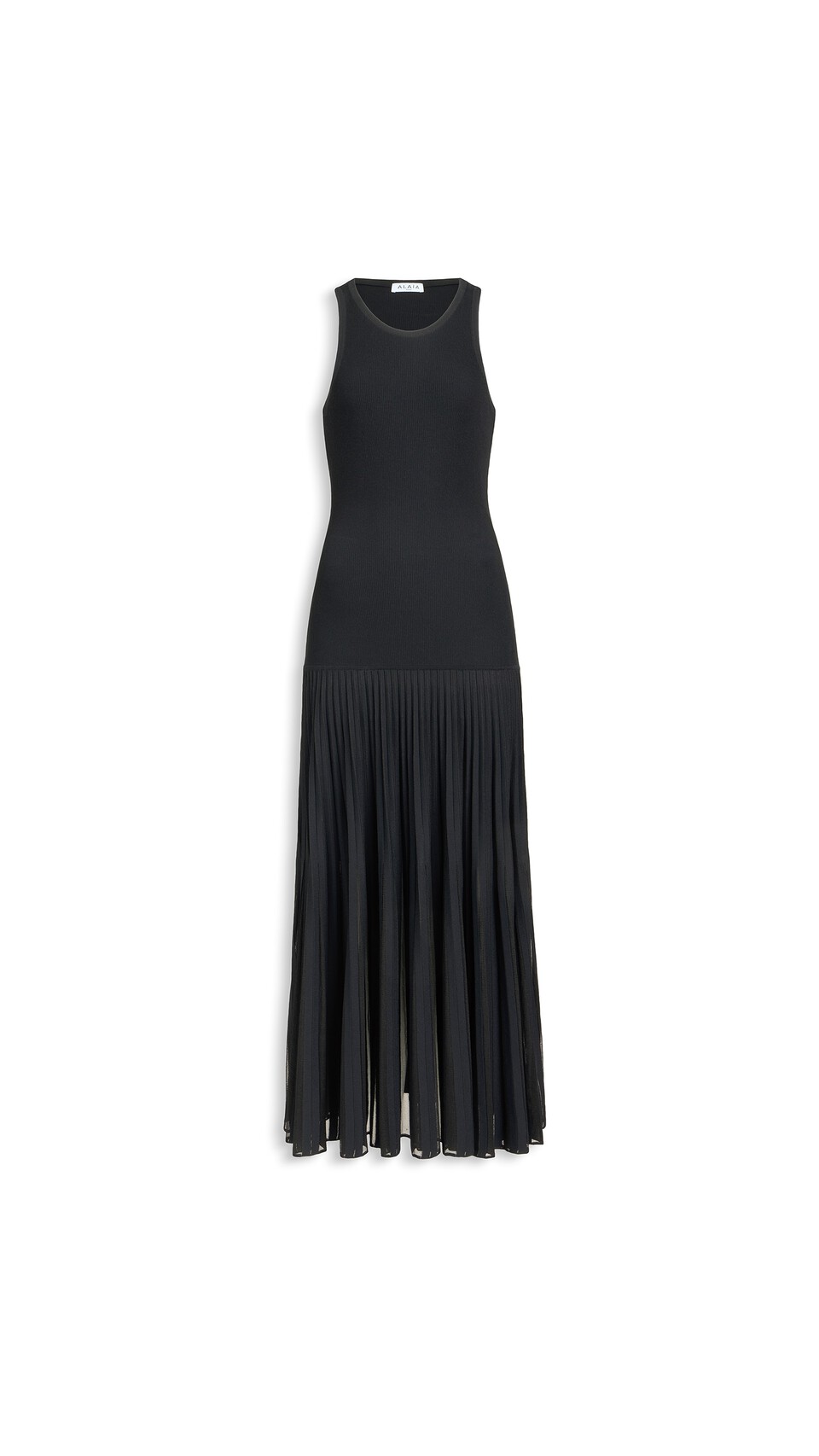 ALA&Iuml;A PLEATED SHEER DRESS BLACK