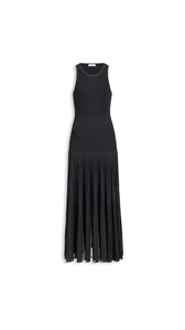 BLACK - ALA&Iuml;A PLEATED SHEER DRESS