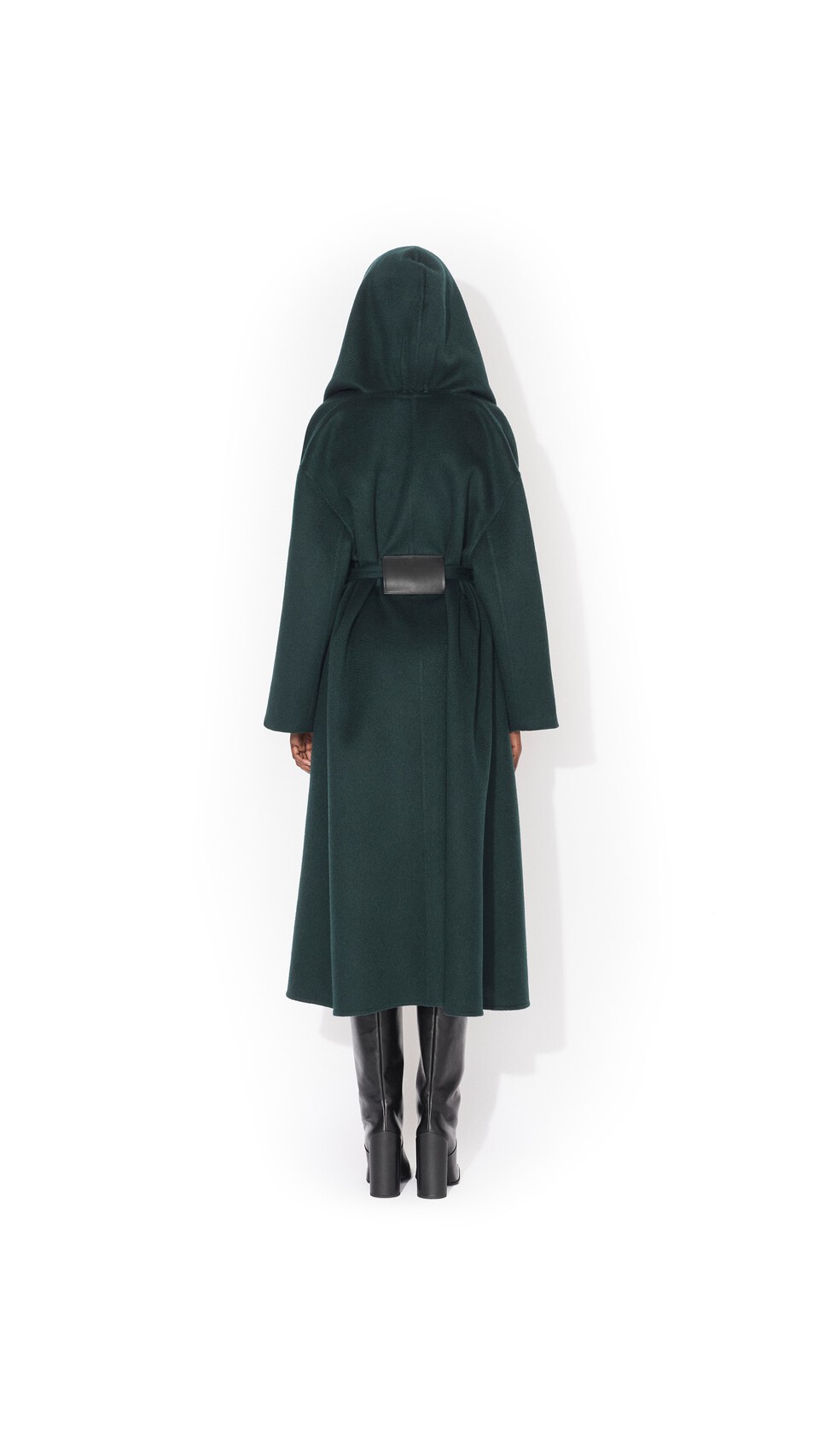 ALA&Iuml;A HOOD CASHMERE WRAP COAT DARK GREEN - View 3