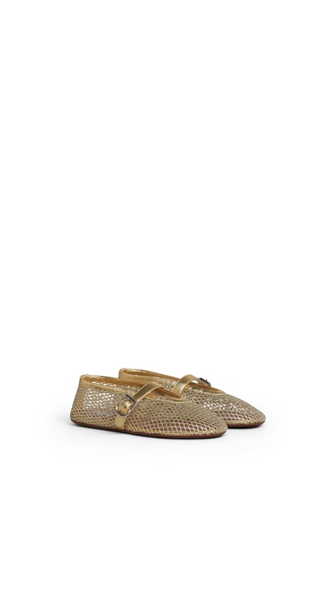 ALA&Iuml;A BALLET FLATS IN LAMINATED FISHNET PLATINUM - View 2