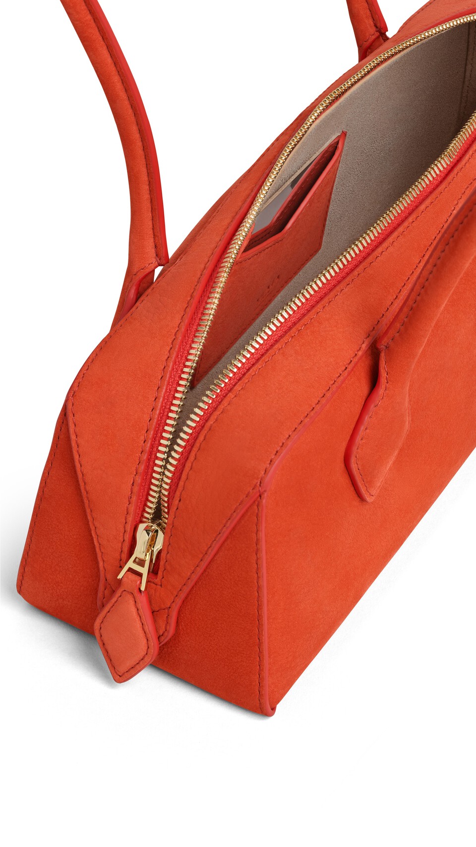 ALA&Iuml;A LE TECKEL MEDIUM BAG IN NUBUCK BURNT ORANGE - View 3