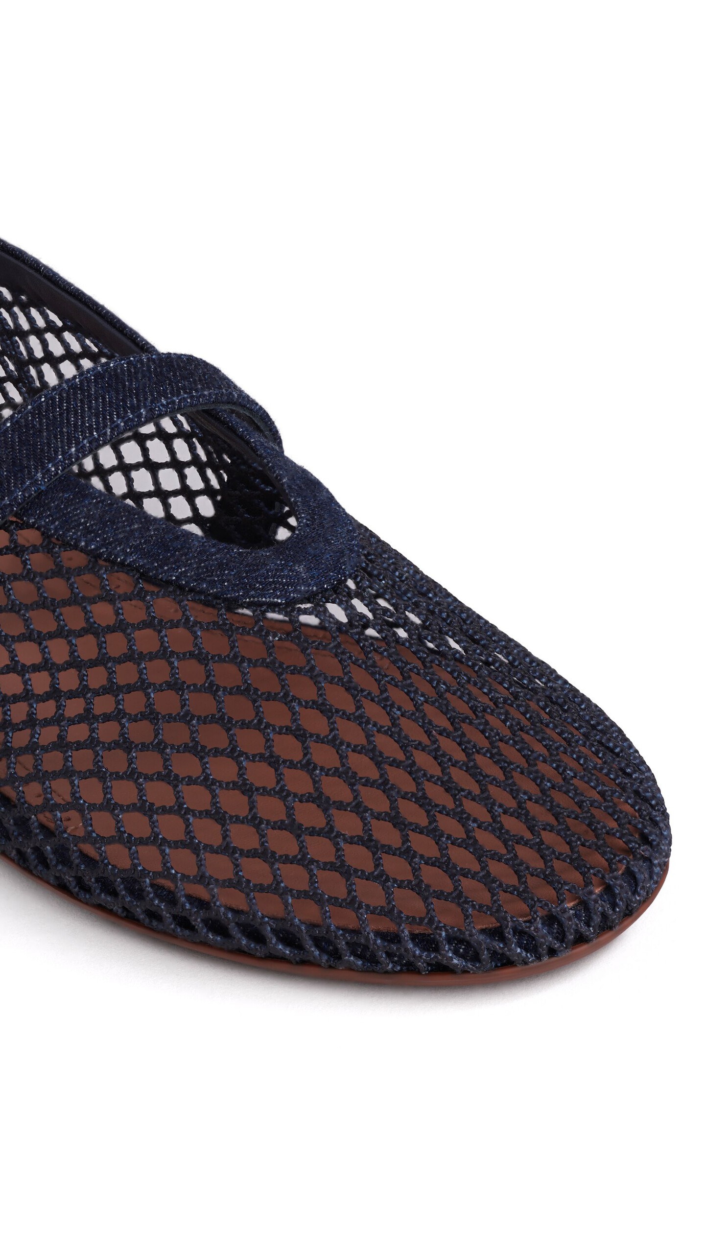 ALA&Iuml;A BALLET FLATS IN DENIM FISHNET DENIM BLUE - View 3