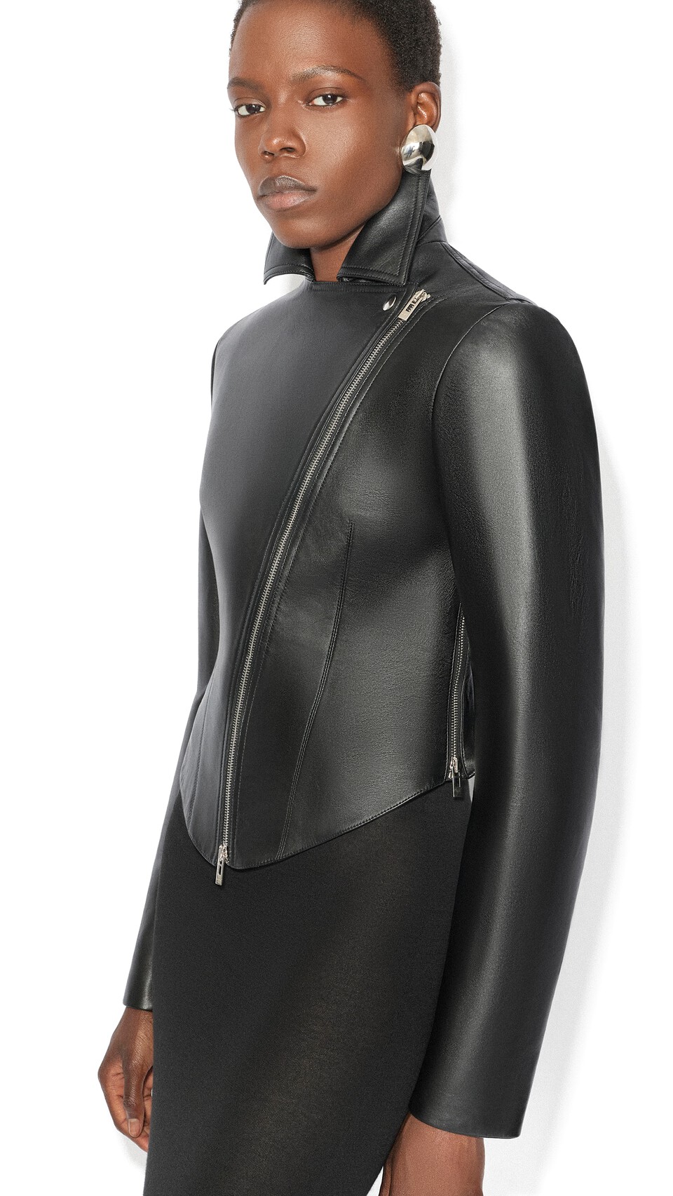ALA&Iuml;A BIKERJACKE AUS LAMMLEDER ALAIA SCHWARZ - View 4