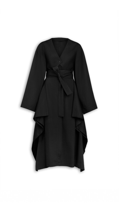 ALA&Iuml;A POPLIN TRENCH DRESS BLACK