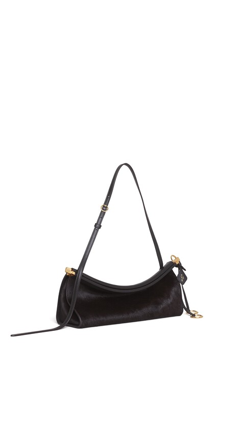 ALA&Iuml;A LE CLICK EAST WEST MEDIUM BAG IN HAIRCALF CHOCOLATE - View 2