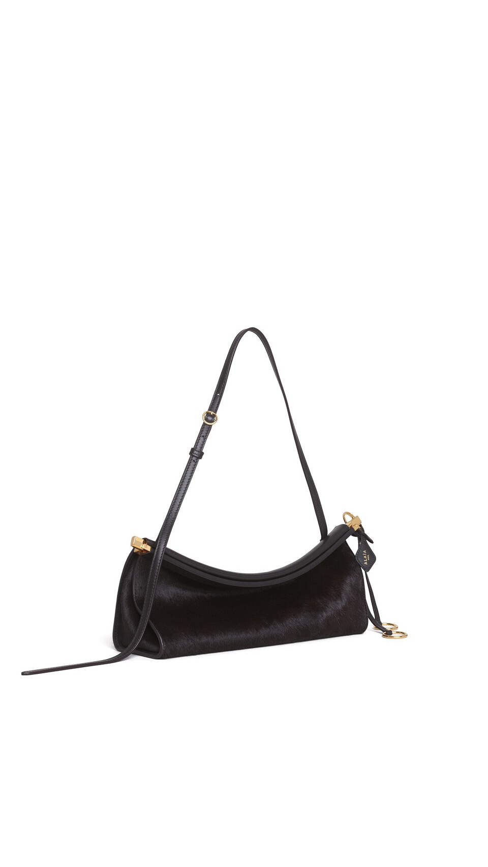 ALA&Iuml;A LE CLICK EAST WEST MEDIUM BAG IN HAIRCALF CHOCOLATE - View 2