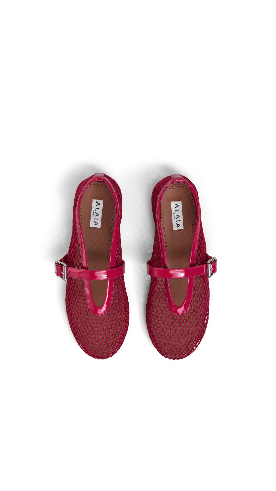 ALA&Iuml;A BALLET FLATS IN FISHNET RASPBERRY - View 4
