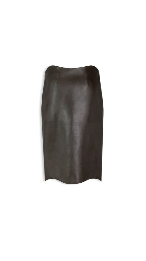 ALA&Iuml;A LAMBSKIN PENCIL SKIRT BLACK - View 2