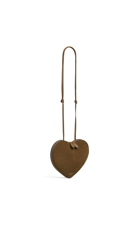 ALA&Iuml;A LE C&OElig;UR BI-MATERIAL BAG IN LEATHER KAKI - View 2
