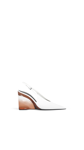 OPTICAL WHITE - ALA&Iuml;A INVISIBLE WEDGE SLINGBACKS IN PATENT CALFSKIN