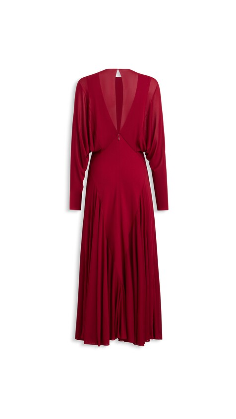 ALA&Iuml;A FLUID JERSEY DRESS DARK RED - View 2