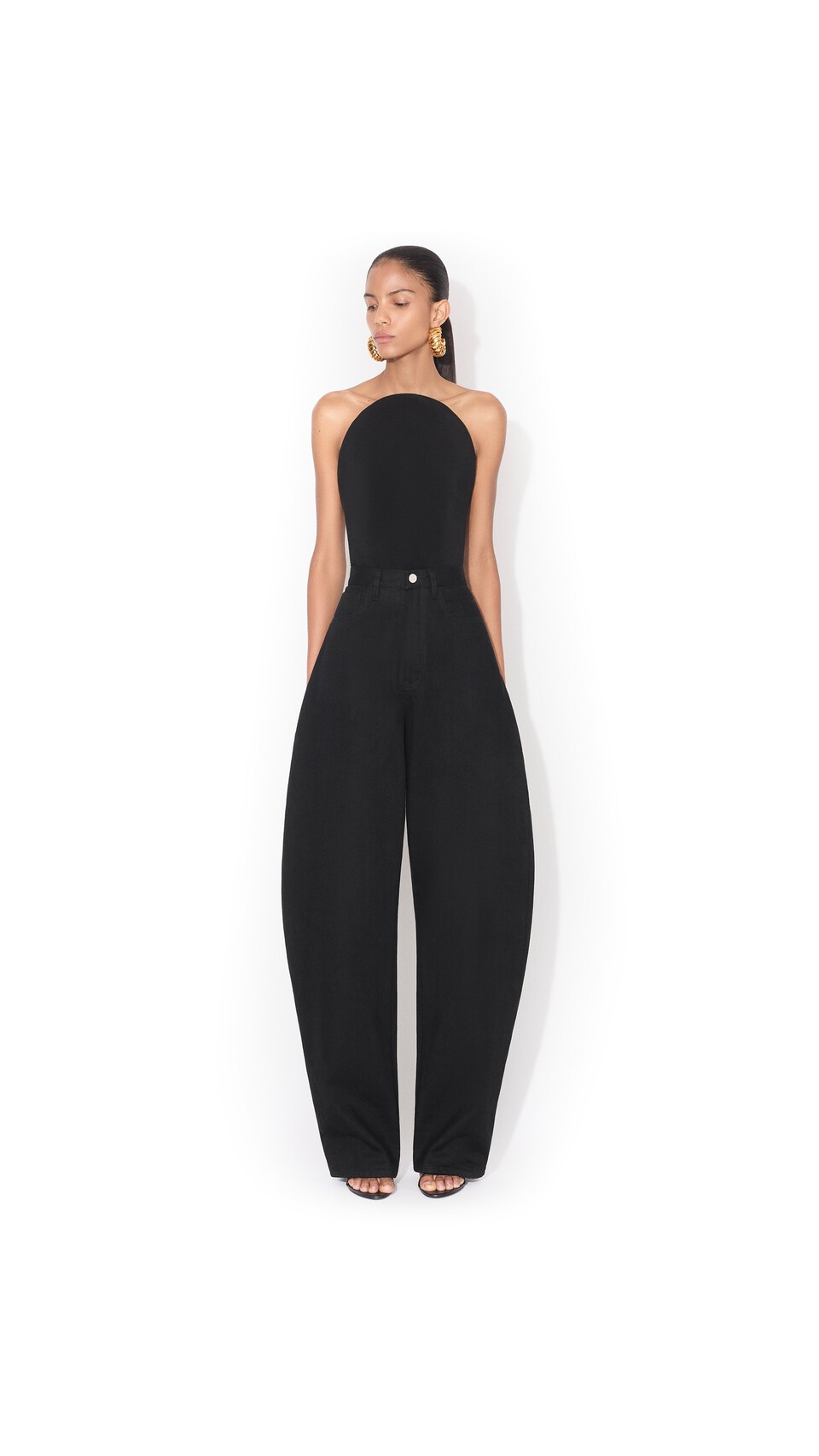 ALA&Iuml;A ROUND DENIM PANTS BLACK - View 3