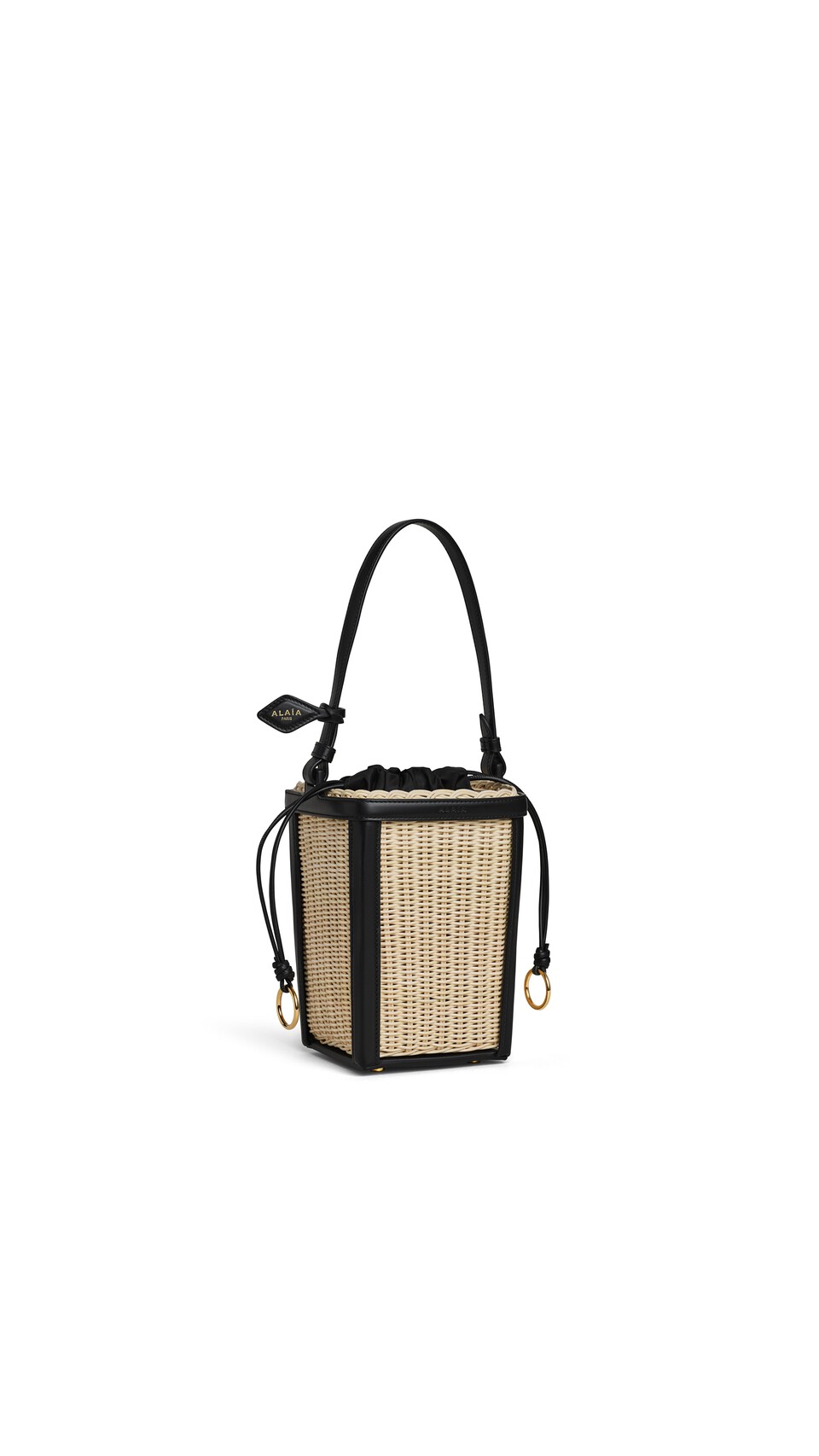 ALA&Iuml;A BUCKET SMALL BAG IN WICKER BLACK - View 3