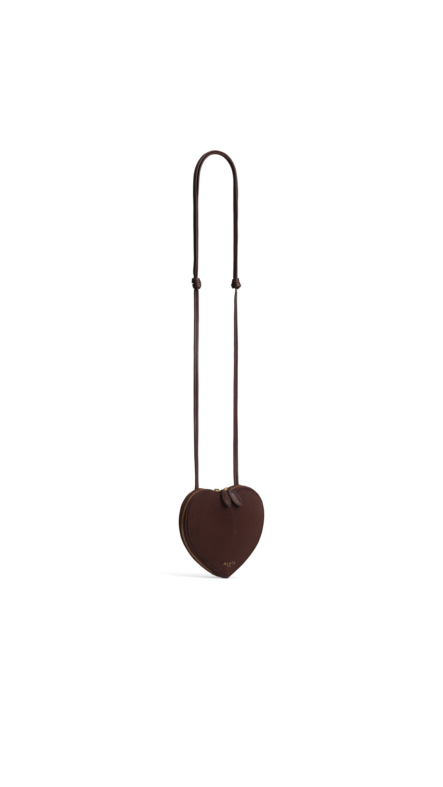 ALA&Iuml;A LE C&OElig;UR SMALL BI-MATERIAL BAG IN LEATHER BROWN - View 2