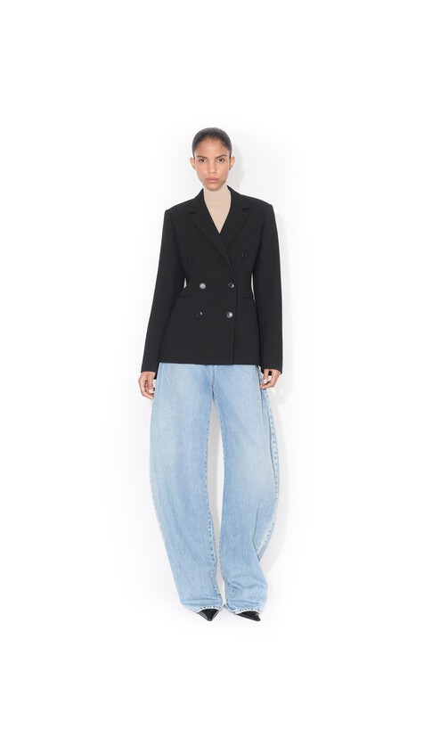 ALA&Iuml;A WOOL CREPE CINCHED BLAZER BLACK - View 2