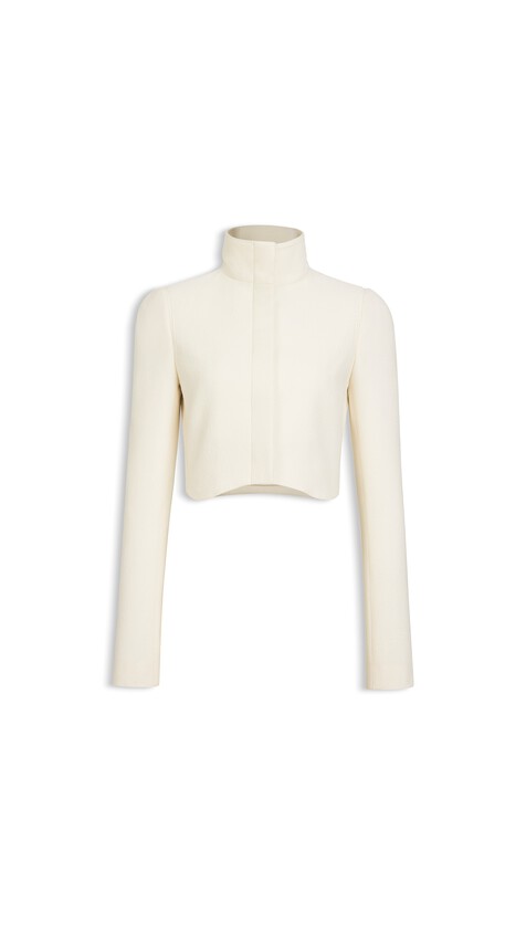 ALA&Iuml;A WOOL CREPE TAILORED JACKET IVORY