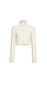 IVORY - ALA&Iuml;A WOOL CREPE TAILORED JACKET